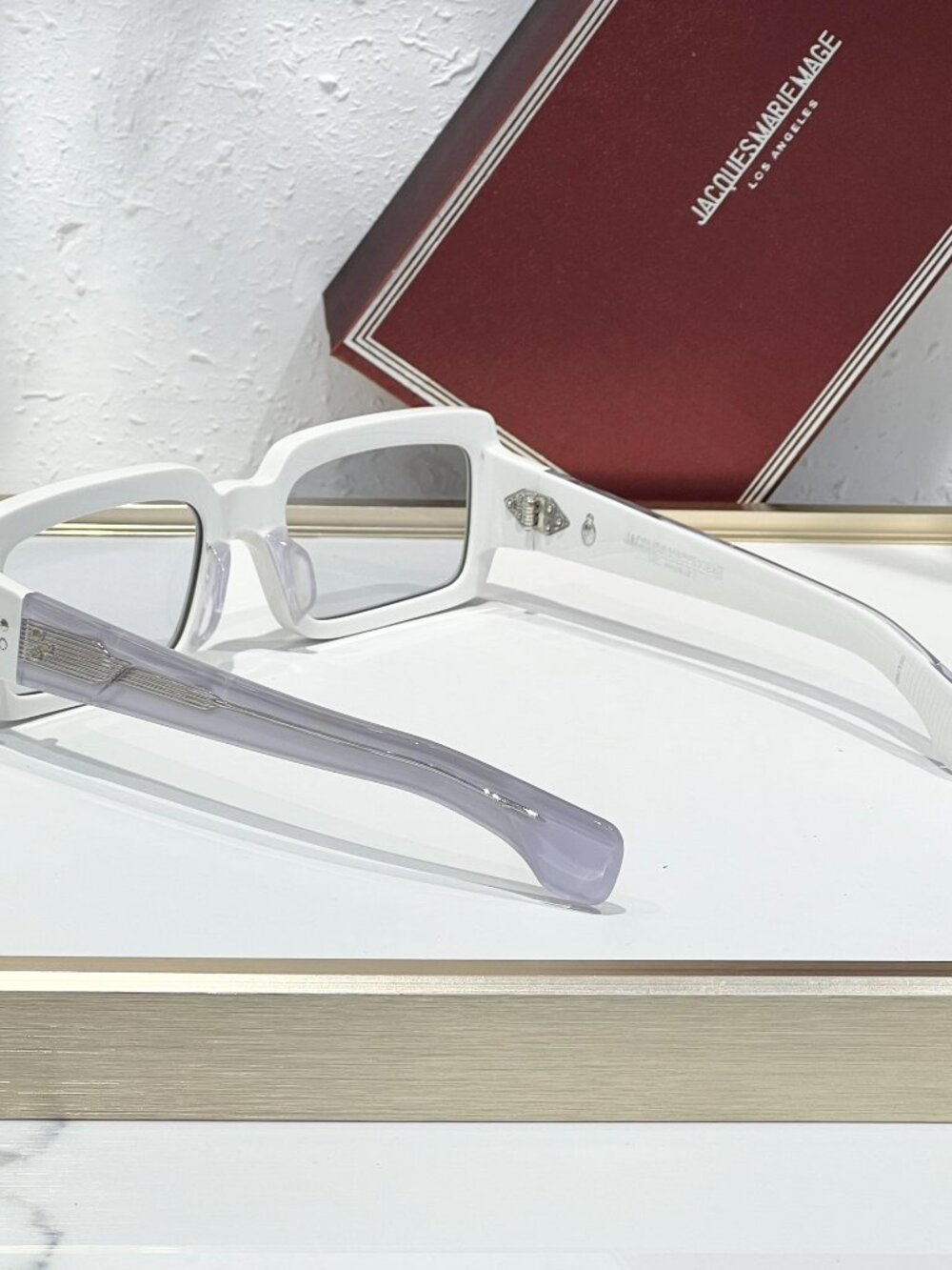 Jacques Marie Mage White Thick-Frame Rectangular Glasses - Picture 8 of 9